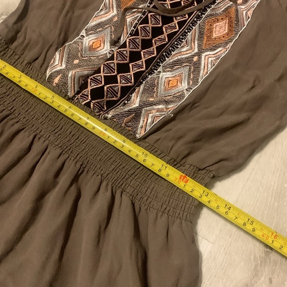 Hale Bob Emmeline‎ Embroidered Tunic mini Dress size S olive green - Picture 6 of 10